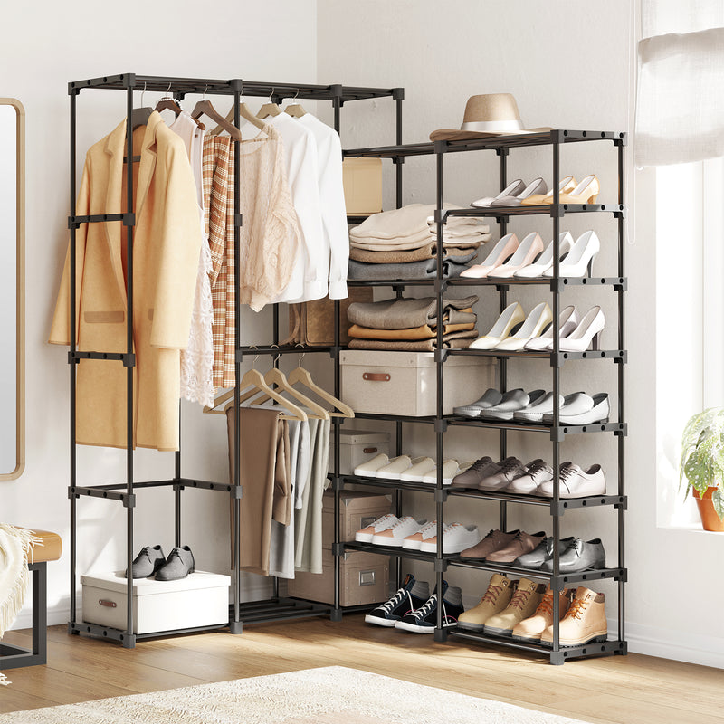 UNITSTAGE Portable Closet Wardrobe with Shoe Rack Freestanding